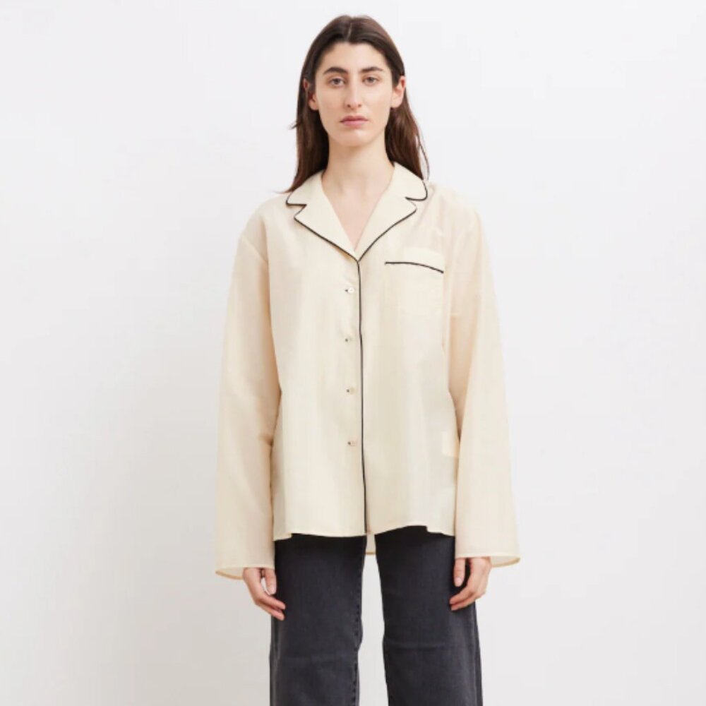 Toteme Cotton Silk PJ Blouse - Cream - Size 40 (US 8) - Picture 9 of 9